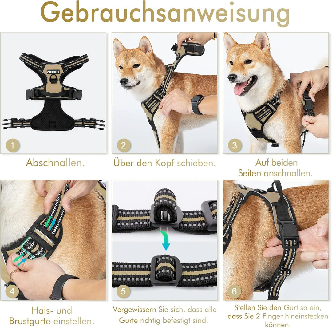 rabbitgoo Hundegeschirr Mittelgrosse Hunde, Anti Zug Geschirr mit Kontrolle, No Pull Verstellbar Hun