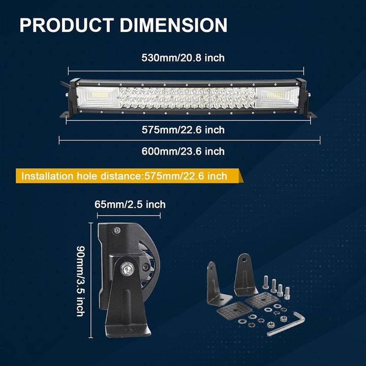 AUXTINGS LED Zusatzscheinwerfer Scheinwerfer mit 3 Reihen 56 cm 270W LED Nebelscheinwerfer gebogen+