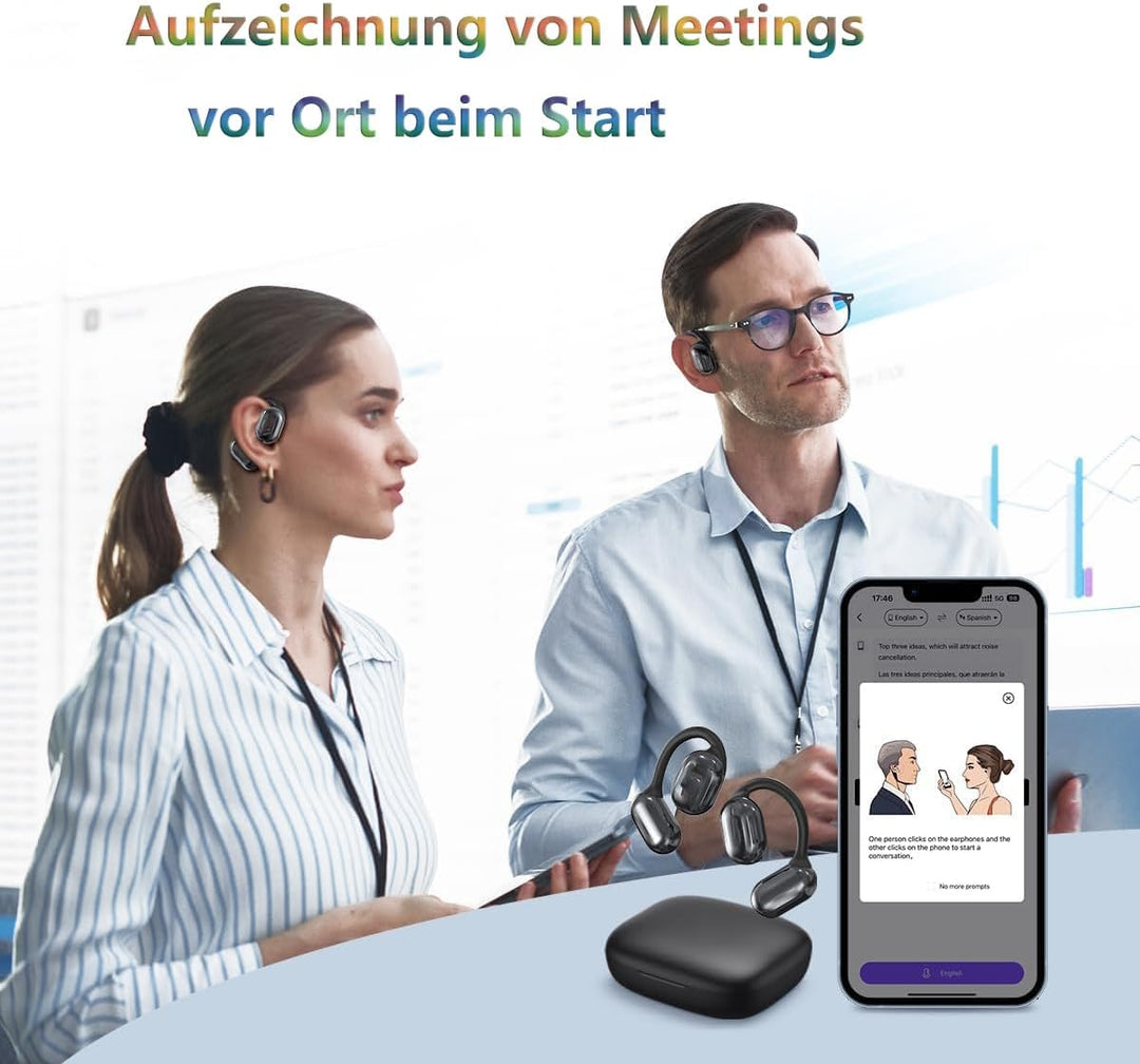 AI Language Translator Earbuds, 4-in-1-Übersetzungsgerät, unterstützt 144 Sprachen und Akzente, Echt