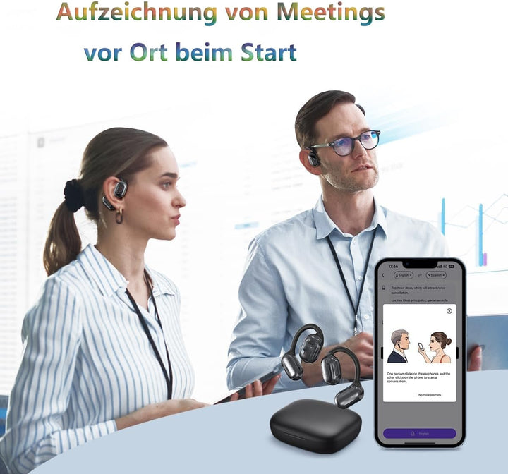 AI Language Translator Earbuds, 4-in-1-Übersetzungsgerät, unterstützt 144 Sprachen und Akzente, Echt