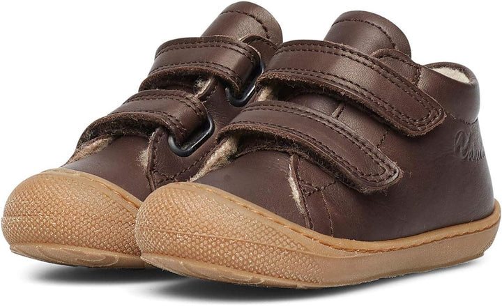 NATURINO Lauflernschuhe aus Nappaleder mit Wollfutter, Dunkelbraun