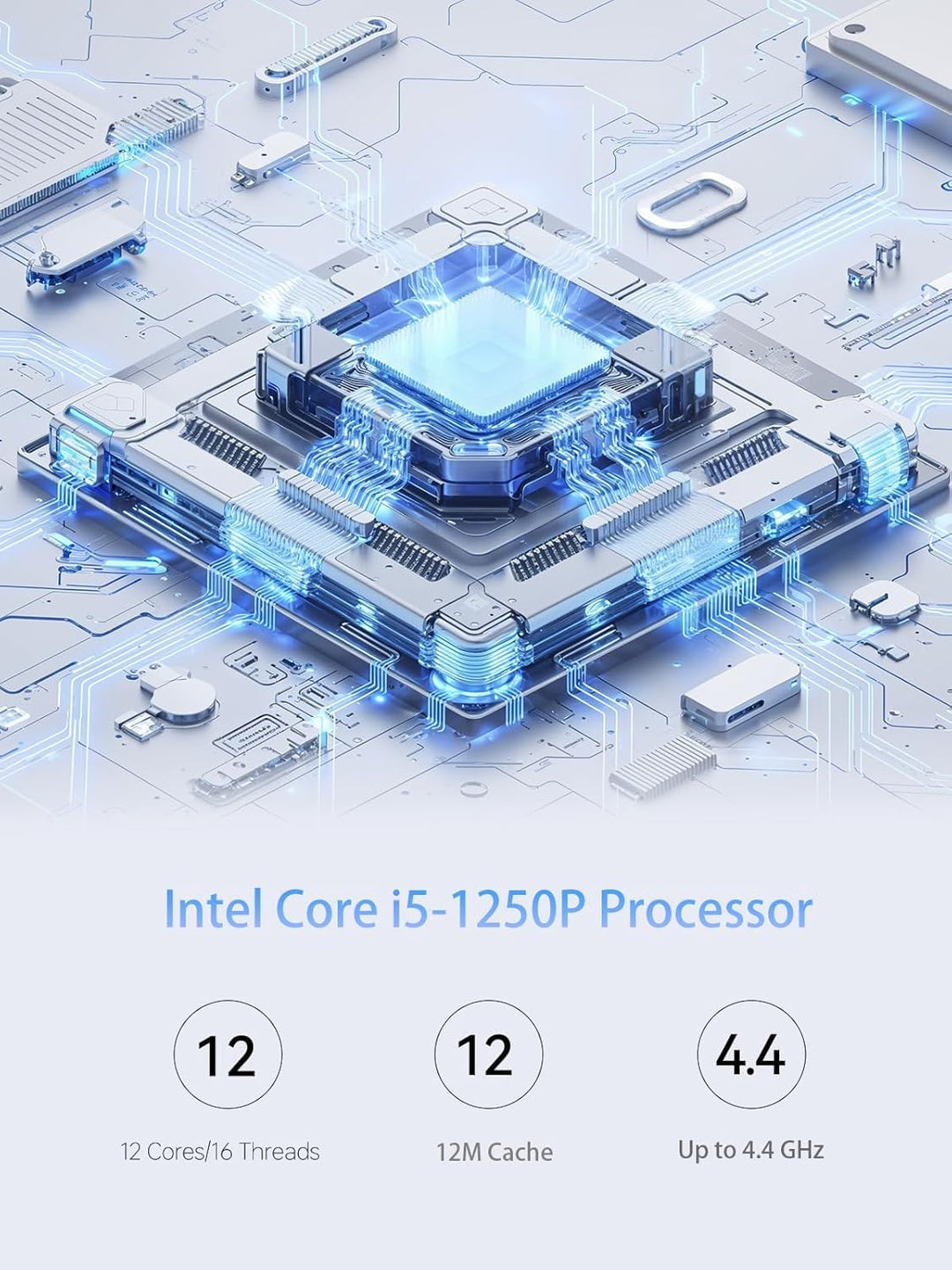 MINIS FORUM UN1250 Mini PC - Intel Core i5-1250P (12 Kerne / 16 Threads) ,32 GB DDR4, 500 GB PCIe 4.