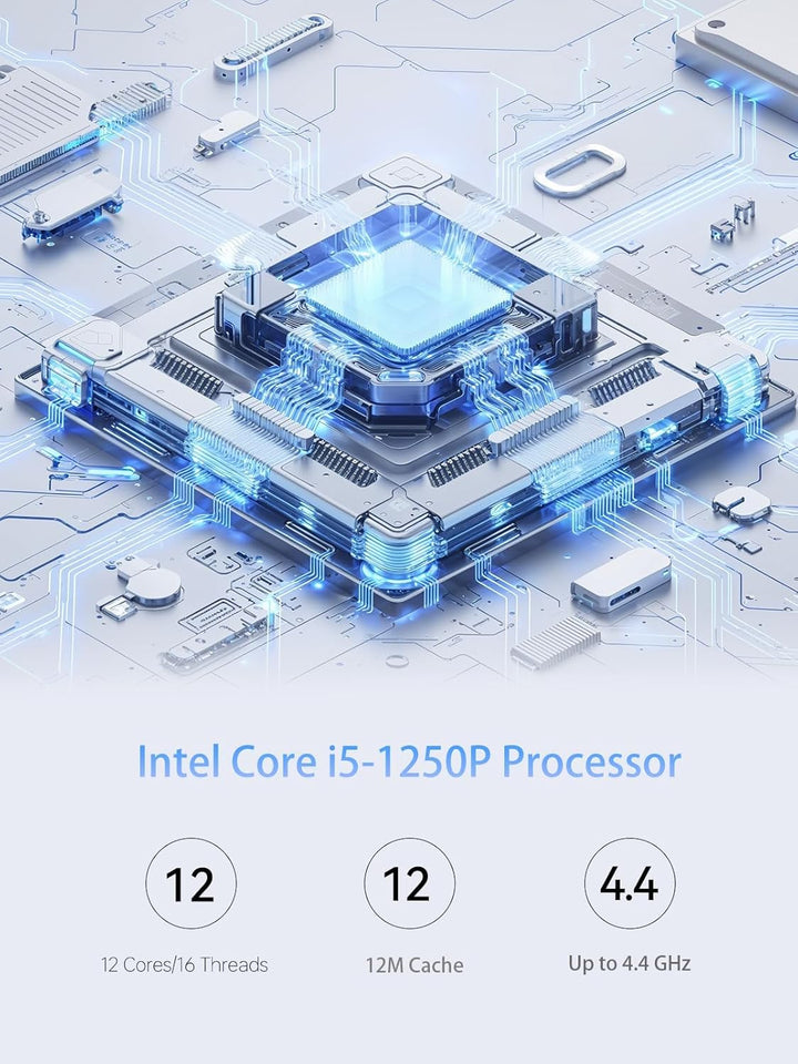MINIS FORUM UN1250 Mini PC - Intel Core i5-1250P (12 Kerne / 16 Threads) ,32 GB DDR4, 500 GB PCIe 4.