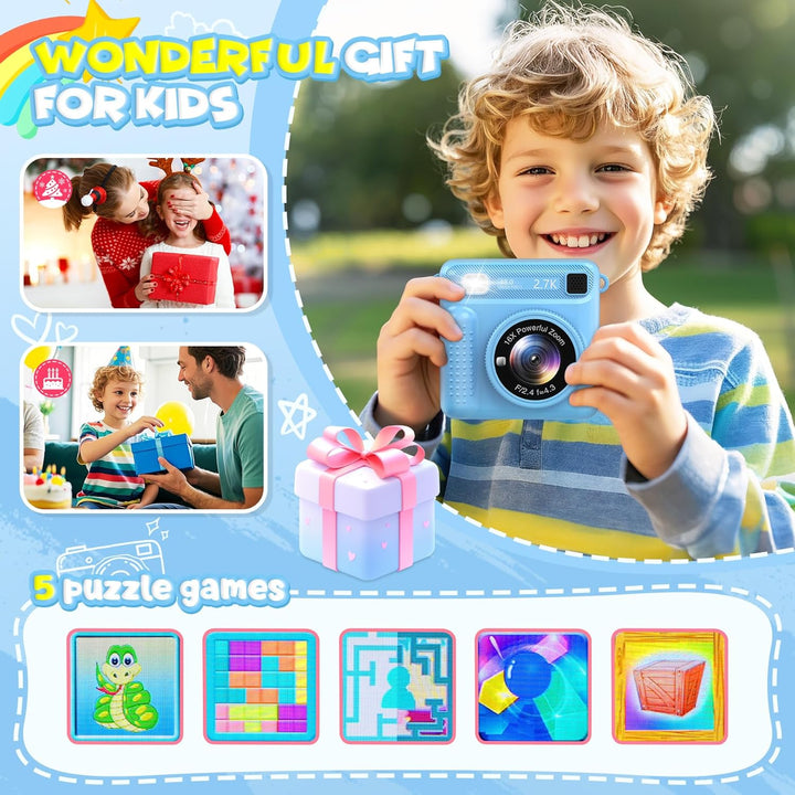 Sofortbildkamera Kinder, 1080P 2,4 Zoll Bildschirm KinderKamera mit 32G Karte & Druckpapier, Kinders