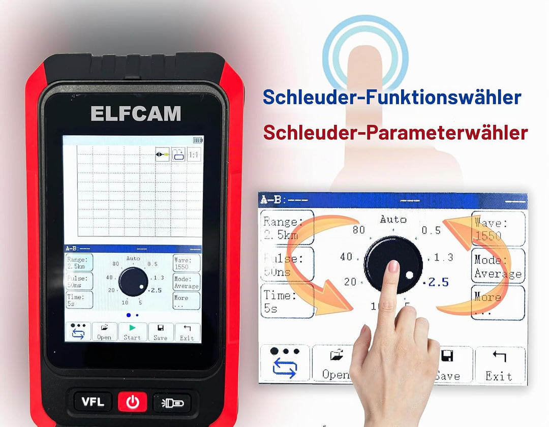 Elfcam - Mini OTDR Monomode 1310nm/1550nm, 22dB/20dB, bis zu 60km, mit Optischem Photometer/Multimet