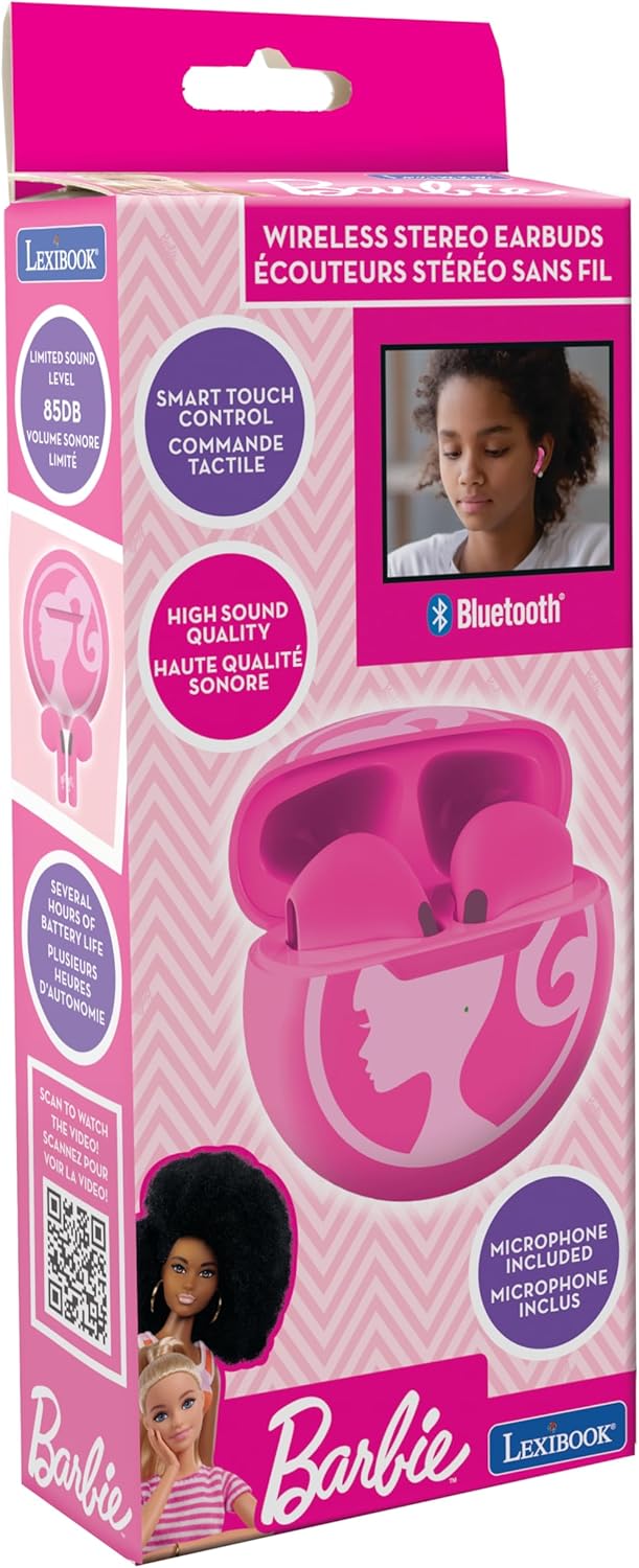 Lexibook, Barbie, Drahtlose Stereo-Kopfhörer, Hohe Klangqualität, Integriertes Mikrofon, Touch-Bedie