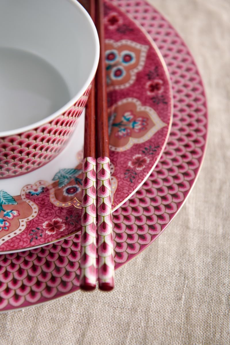 Pip Studio Flower Festival Oriental Geschenkset Schalen und Essstäbchen Dark pink 15cm