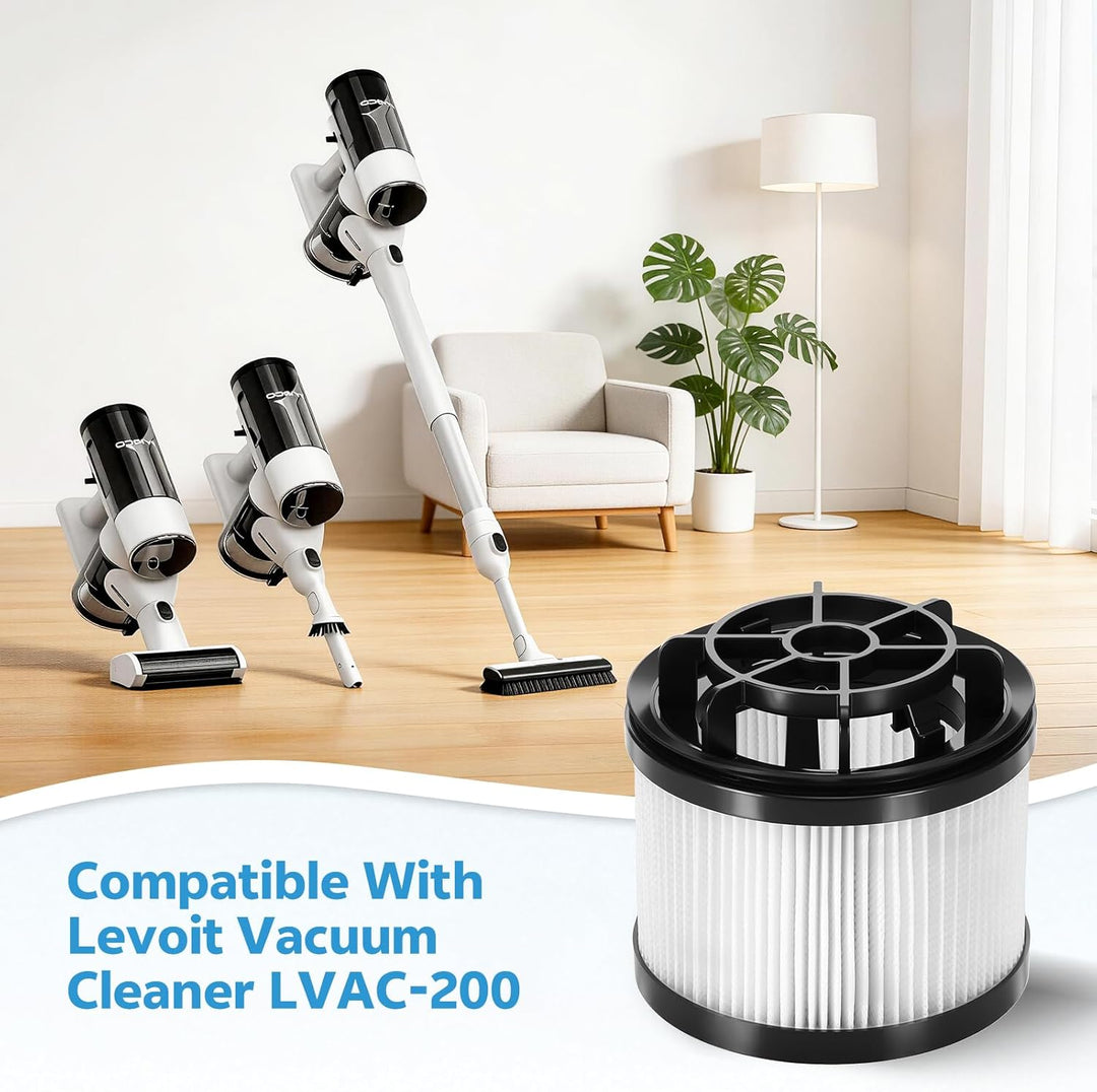 3 Stück Ersatzfilter für Levoit LVAC 200 Akku Staubsauger, Hochleistungsfilterung, mit 6 Vormotorefi