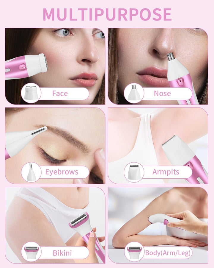 Rasierer Damen, 5-in-1 Epilierer Damen, Intimrasierer für Frauen, USB-Aufladung, Damenrasierer Elekt
