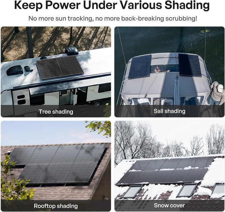 Renogy 200W ShadowFlux Anti-Beschattung N-Typ Solarmodul, PV-Modul 200W 12V 25% Hoch-Effizienz Solar