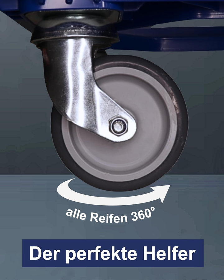 Transportroller Kunststoff 60x40 cm mit 4 Leichtlauf-Lenkrollen (Blau), Blau