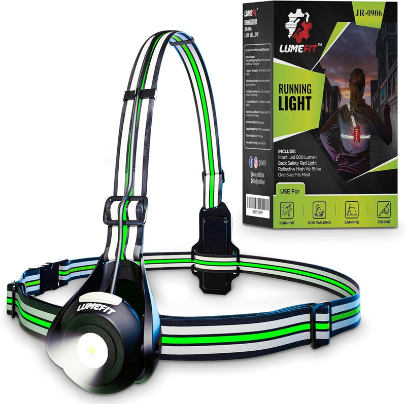 LUMEFIT Lauflicht mit Reflektoren, ideal zum Joggen und Laufen, mit 500 Lumen FrontTaschenlampe, 90°