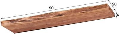 Ringo-Living Massivholz Schweberegal Baumkante in Natur-dunkel, Holzregal 90 cm breit, Landhaus Wand