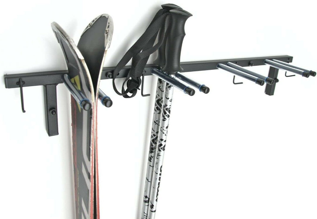 QLS Handels Skihalterung S3 Wand Skihalter für 4 Paare 83 cm Nordic Walking Trekking Stöcke Skiträge