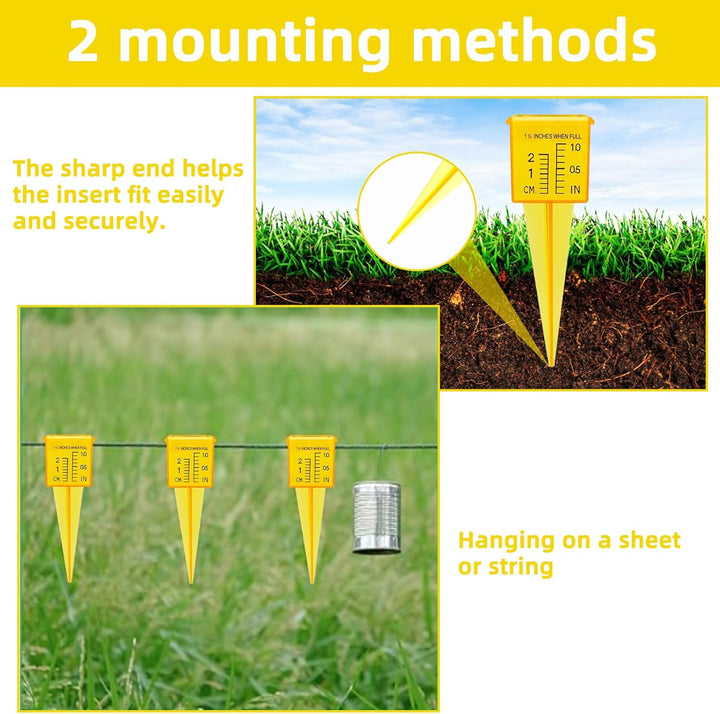Qivine 20 Stück Regenmesser Garten, 20mm und 1 Zoll Skalen Niederschlagsmesser mit Erdspiess, 13,5 ×