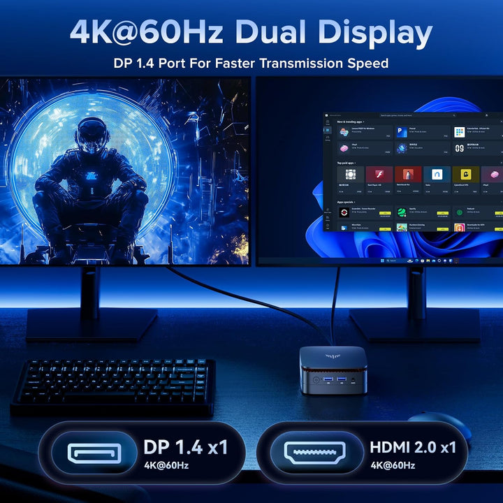 NiPoGi AK1PLUS Mini PC Ιntel Alder Lake Ν97(Bis zu 3,6GHz,4C/4T)16GB DDR4/1024GB M.2 SSD,Mini Comput