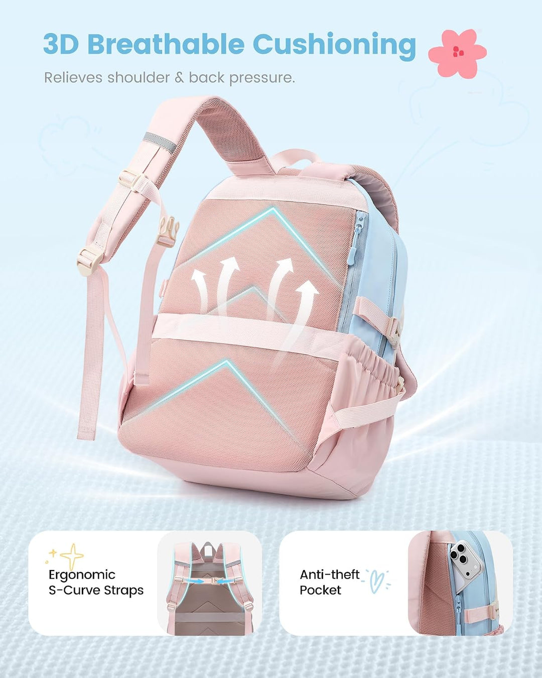 LOVEVOOK Schulrucksack Teenager Mädchen Rucksack Schule, 30L Schulranzen Grundschule 5.klasse Gross