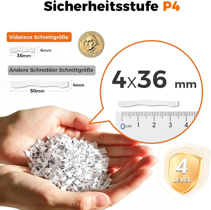 Schredder Aktenvernichter, VidaTeco 10 Blatt Kreuzschnitt Papierschredder für Kreditkarten/Heftklamm