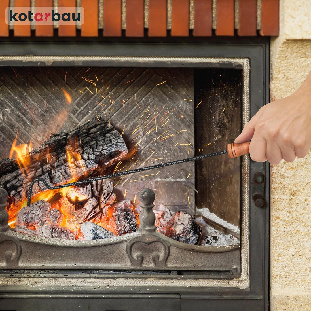 KOTARBAU® Kaminbesteck 5er Set mit Schürhaken Besen Schaufel Kaminbesen Besenstab mit Holzgriff Kami