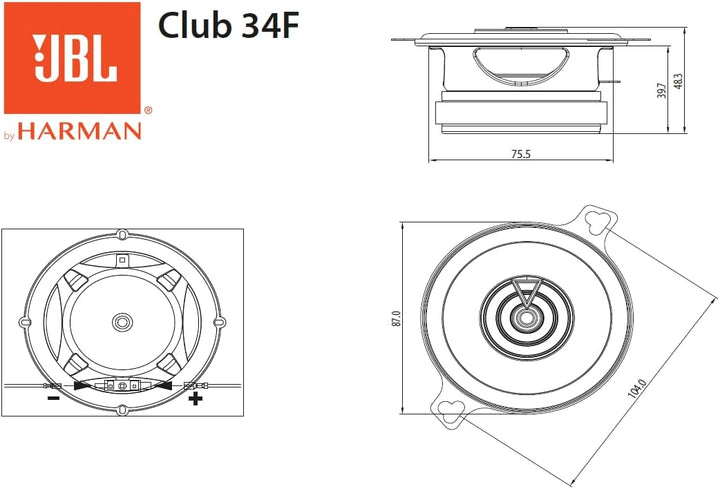 JBL Club Gen3 34F 3.5'' (8.7cm) Lautsprechersatz Koaxial