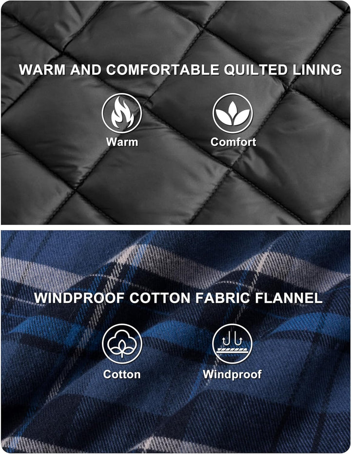 TACVASEN Herren Karierte Hemdjacke Flanellhemd Holzfällerhemd Thermohemd Jacke S Blau Grau, S Blau G