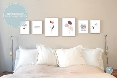 Papierschmiede® Mood Poster Set Blumen Abstrakt, Fertiges Bilder Set mit Rahmen (Holz, weiss), Wohnz