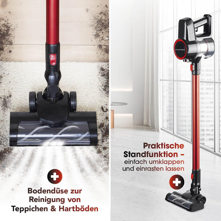 CLEANmaxx kabelloser Akku-Zyklon-Staubsauger | Leistungsstarker Handstaubsauger inkl. 800 ml beutell