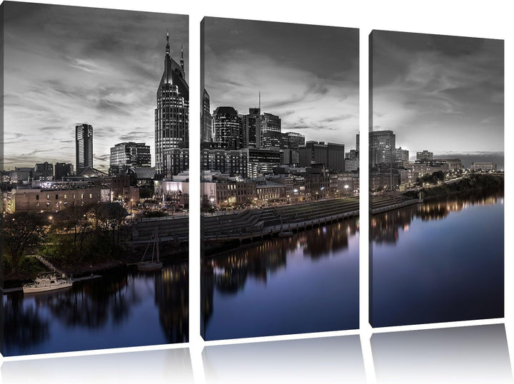 Pixxprint Nashville Skyline Panorama als Leinwandbild/Grösse: 3 Teilig (120x80 cm) cm/Wandbild/Kunst