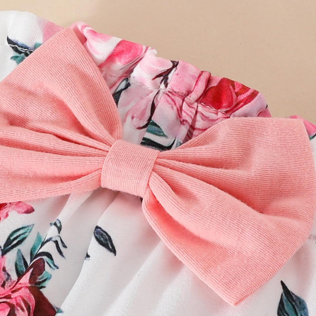 UUAISSO Neugeborenes Baby Mädchen Kleidung Papas Mädchen Langarm Tops Blumenhosen Sets Stirnband Säu