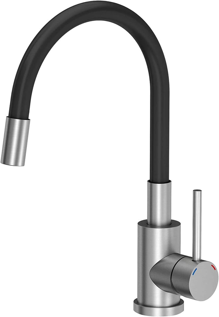 VBChome Spüle Spülbecken Granit 43 x 50 cm Einzelbecken Einbauspüle Küchenspüle gesprenkelt + Siphon