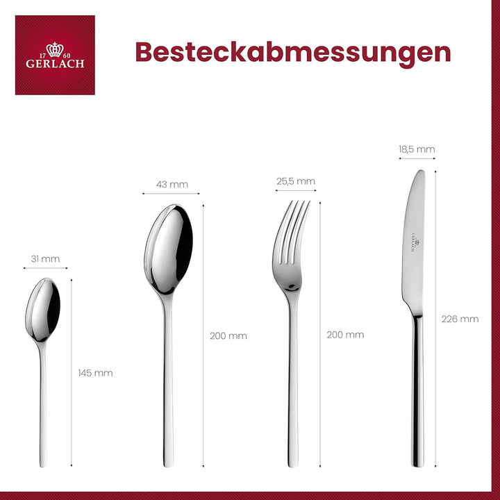 Gerlach Modern Besteck-Set Für 6 Personen Spülmaschinenfest Essbesteck Aus Edelstahl Elegantes Beste
