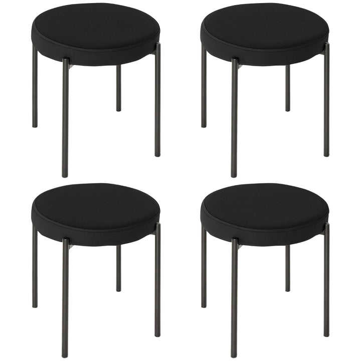 HOMCOM 4er-Set Esszimmerhocker Esszimmerstühle Stapelbar Thekenhocker mit gepolstertem Sitz Rundhock