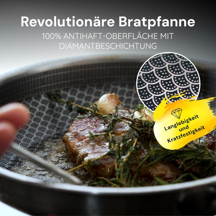 Miso Bratpfanne 30 cm, Keramik Antihaft Pfanne, Induktion &amp; PFAS-Frei hybrid pfanne, Kratzfeste Besc