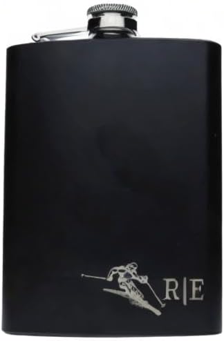 FORYOU24 Edelstahl Flachmann mit Gravur Initialien SKI mit persönlicher Namens Gravur | Geschenk Wan
