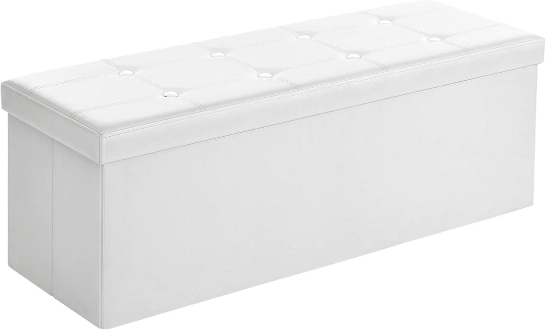 SONGMICS 110 cm Sitzbank mit Stauraum, Sitztruhe, Aufbewahrungsbox, Fusshocker, faltbar, gepolstert,