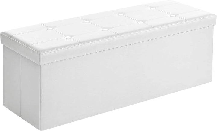 SONGMICS 110 cm Sitzbank mit Stauraum, Sitztruhe, Aufbewahrungsbox, Fusshocker, faltbar, gepolstert,