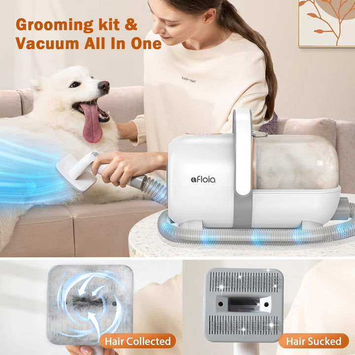 Afloia Hundeschermaschine mit Staubsauger, Profi Haustierpflegeset, leise Schermaschine Hund Katze T