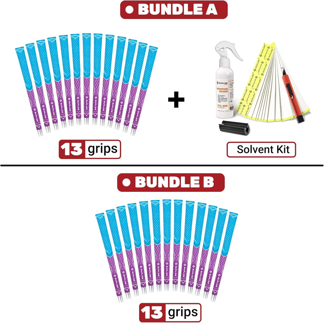 SAPLIZE Golfgriffe, Paket A (13 Griffe und komplettes Regripping-Kit), Paket B (13 Griffe), 7 Farben