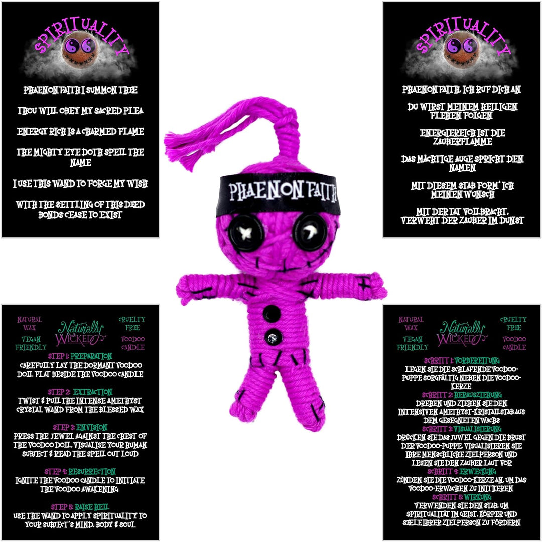 Naturally Wicked Voodoo Spiritualitäts Kerze | Inc Voodoo-Puppe & Kristallstab | Vegane Kristallzaub