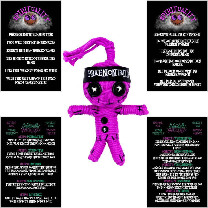 Naturally Wicked Voodoo Spiritualitäts Kerze | Inc Voodoo-Puppe & Kristallstab | Vegane Kristallzaub