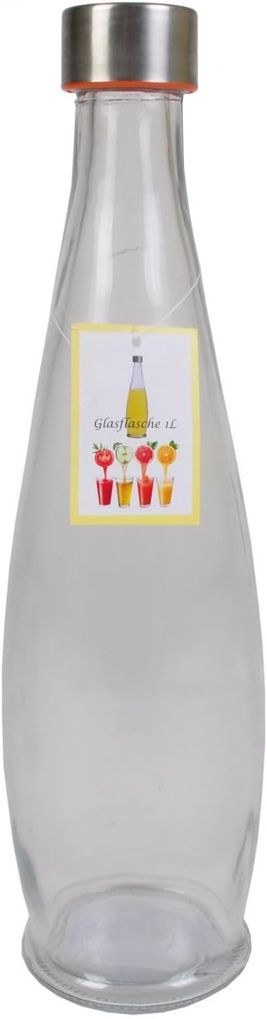 BURI 6x Glasflasche 1L mit Schraubdeckel Flasche Schraubverschluss Saft Most Flasche