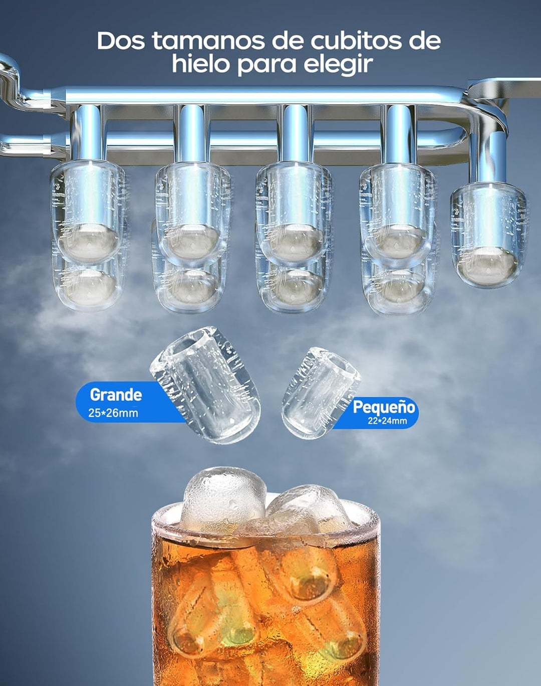 KeeGone Edelstahl Eiswürfelmaschine mit LED-Display,Eismaschine Eiswürfelbereiter und Reinigungsfunk