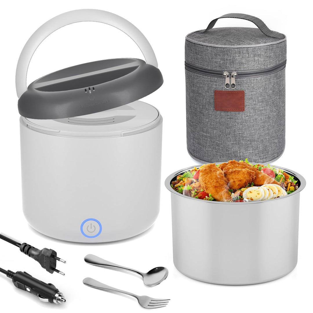 100W Elektrische Lunchbox Erwachsene, 1.2 L Thermo Lunch box mit Besteck und Isolierter Lunchbeutel,