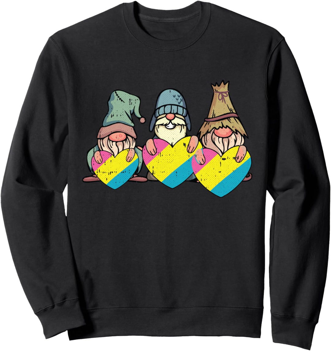 Gnomes Pansexual Pride Flag Heart Garden-ing LGBT-Q Ally Sweatshirt