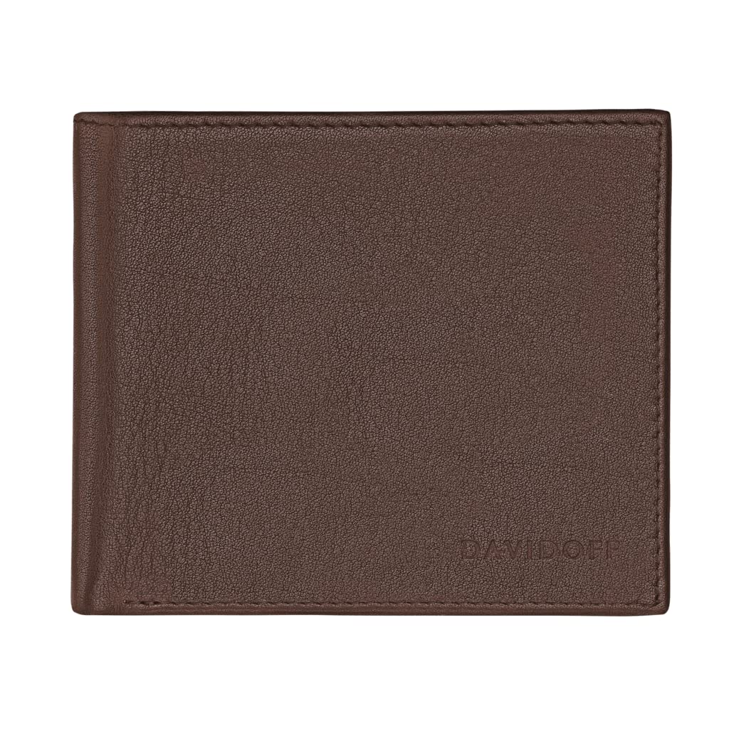 Davidoff Essentials Herren Geldbörse Braun – Elegante kleine Brieftasche aus feinem Leder – edles He