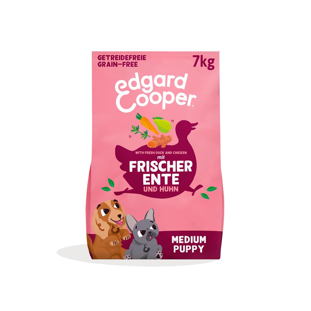 Edgard & Cooper Hundefutter Trocken Getreidefrei Welpenfutter Welpen Hund Junior 7kg Ente & Huhn mit