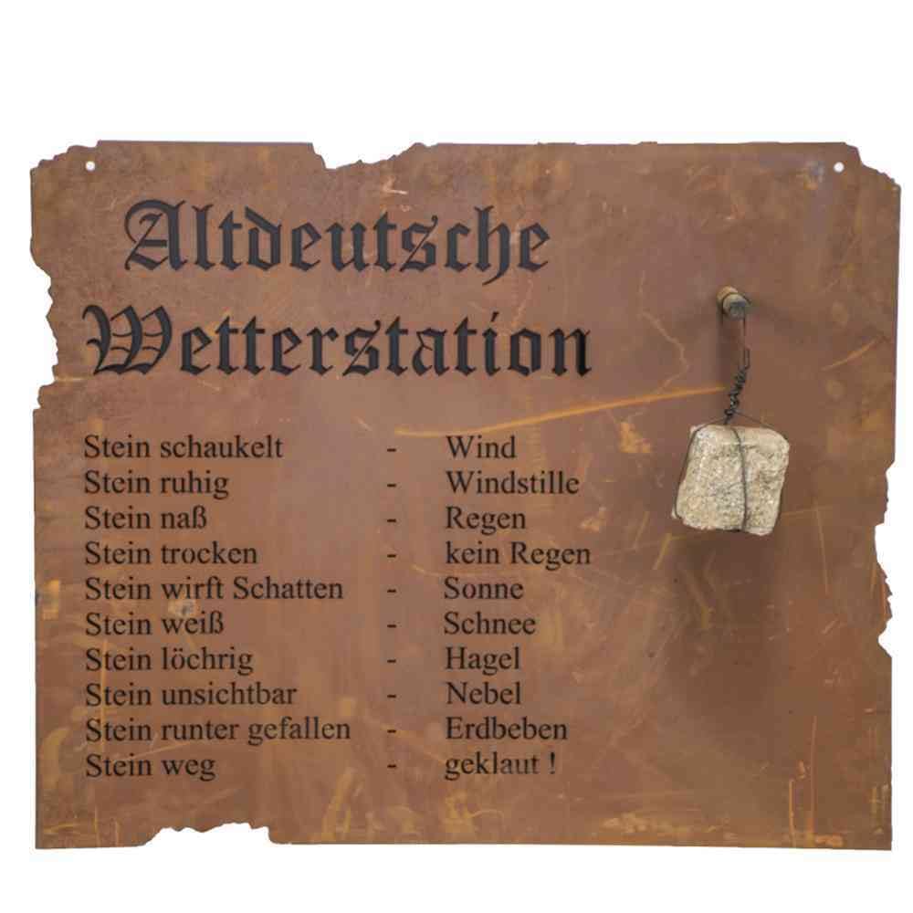 Wanddeko Altdeutsche Wetterstation (B x T) 70cm x 80cm Stahlblech Braun