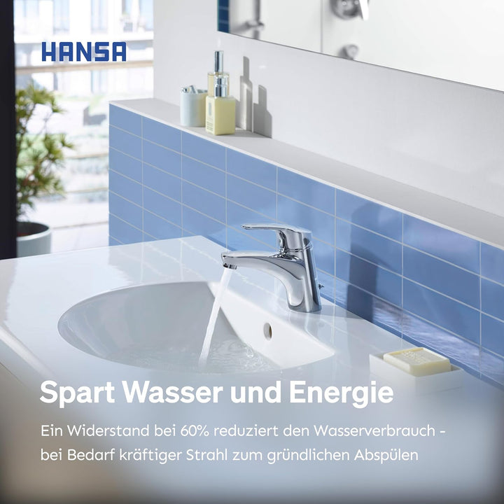 Hansa Waschtisch Einhebelmischer Hansamix, Wasserhahn mit Garnitur und flexiblem Druckschlauch, verc