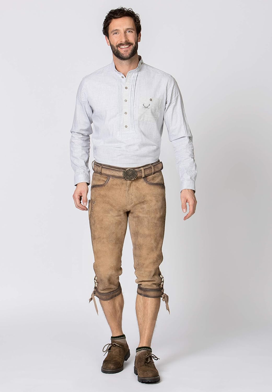 Stockerpoint Herren Lederhose Hose Siggi2, 44 Wood Gespeckt