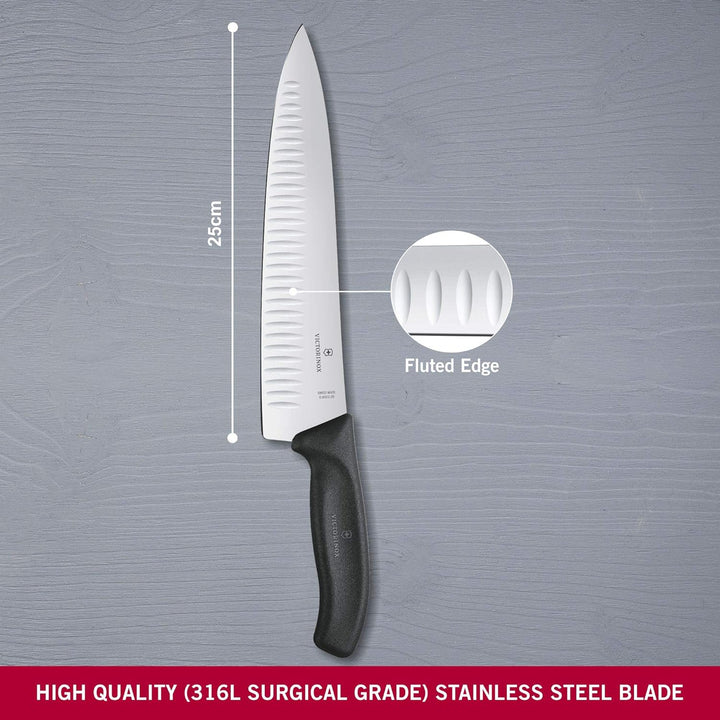 Victorinox, Swiss Classic, Profi Tranchiermesser, Extra Scharfe Klinge, Kullenschliff, 25 cm, Robust